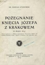 Pożegnanie księcia Józefa z Krakowem (8 maja 1813).