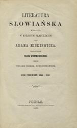Literatura słowiańska wykładana w Kolegium Francuzkiem. [T. 1].