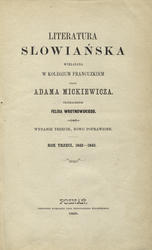 Literatura słowiańska wykładana w Kolegium Francuzkiem. [T. 3-4].