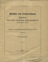 Melchior von Foelckersahmbs Relation über seine Sendung nach Stockholm in Sommer 1655.
