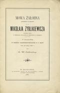 Chotkowski Władysław – Mowa żałobna powiedziana na pogrzebie ś. p. Mikołaja Zyblikiewicza...