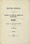 Baltische Studien. Register zu den Bänden 1 bis 46 (Alte Folge).