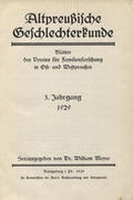 Altpreussische Geschlechterkunde : Blätter des Vereins für Familienforschung in Ost- und Westpreussen. Jahrg. 3 (1929).