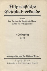Altpreussische Geschlechterkunde : Blätter des Vereins für Familienforschung in Ost- und Westpreussen. Jahrg. 3 (1929).