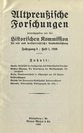 Altpreussische Forschungen. Jahrg. 3 (1926).