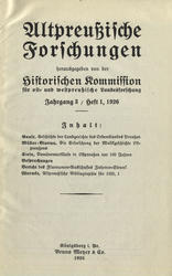 Altpreussische Forschungen. Jahrg. 3 (1926).