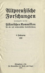 Altpreussische Forschungen. Jahrg. 5 (1928).