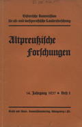 Altpreussische Forschungen. Jahrg. 14 (1937), H. 1-2.