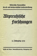 Altpreussische Forschungen. Jahrg. 15 (1938), H. 1-2.