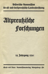 Altpreussische Forschungen. Jahrg. 18 (1941), H. 1-2.