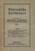 Altpreussische Forschungen. Jahrg. 1 (1924), H. 1-2.
