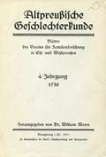 Altpreussische Geschlechterkunde. Jahrg. 4 (1930).