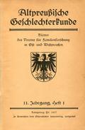 Altpreussische Geschlechterkunde. Jahrg. 11-12  (1937-1938).