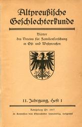 Altpreussische Geschlechterkunde. Jahrg. 11-12  (1937-1938).