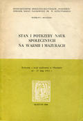 Stan i potrzeby nauk społecznych na Warmii i Mazurach.
