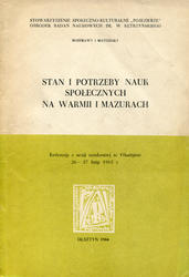 Stan i potrzeby nauk społecznych na Warmii i Mazurach.
