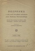 Krupski Konrad – Rozprawa o złej woli i brzydkich metodach pana Andrzeja Niemojewskiego.