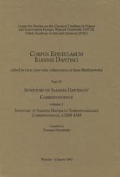Corpus epistularum Ioannis Dantisci. Part 4, vol. 1.