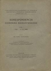 Korespondencja Hieronima Rozrażewskiego. T. 1.