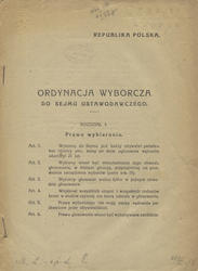 Republika Polska : Ordynacja wyborcza do Sejmu Ustawodawczego.
