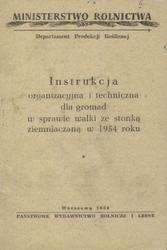 Instrukcja organizacyjna i techniczna dla gromad w sprawie walki ze stonką ziemniaczaną w 1954 roku.