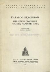 Katalog rękopisów Biblioteki Gdańskiej Polskiej Akademii Nauk. Sygnatury MS. 5000 – MS. 5411.