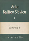 Acta Baltico-Slavica. T. 3 (1966).