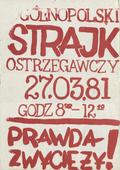 [Afisz] Ogólnopolski strajk ostrzegawczy 27.03.81 godz. 8-12.