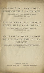 Nécessité de l’union de la Haute-Silésie à la Pologne.