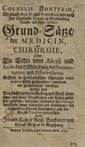 Bontekoe Cornelis – Grund-Sätze der Medicin und Chirurgie...