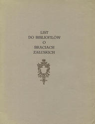 List do bibliofilów o braciach Załuskich.