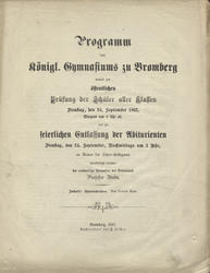 Programm des Königl. Gymnasiums zu Bromberg.