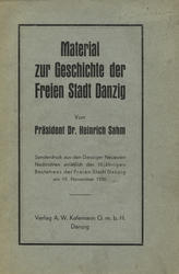 Material zur Geschichte der Freien Stadt Danzig.