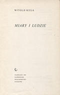 Kula Witold – Miary i ludzie.