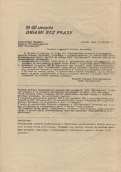 19-20 sierpnia dniami bez prasy.