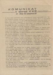 Komunikat z obrad KKP : w dniu 10 sierpnia 81 : uzupełnienie.