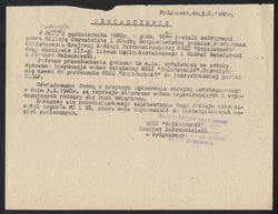 Oświadczenie / NSZZ „Solidarność” Komitet Założycielski w Bydgoszczy.