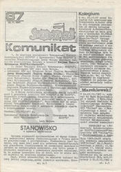 Solidarność Walcząca : biuletyn Międzyzakładowego Komitetu "S" Ziemi Łódzkiej. R. 1987, nr 87.