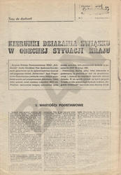 Tygodnik Solidarność. R. 1981, dodatek do nr 3: Kierunki działania związku w obecnej sytuacji kraju.
