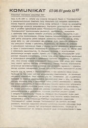 Komunikat : 07. 08. 81 godz. 12.10.