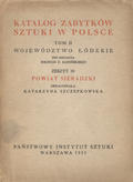 Katalog Zabytków Sztuki w Polsce : Powiat sieradzki.
