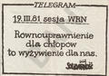 Telegram / 19. III. 81 sesja WRN.
