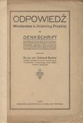 Bobke Edward – Odpowiedź Ministerstwa b. Dzielnicy Pruskiej na „Denkschrift betreffend Akte des polnischen Staates gegen die unierte evangelische Kirche in Polen”.