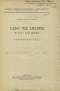 Hoszowski Stanisław – Ceny we Lwowie w XVI i XVII wieku.