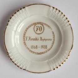 [Bydgoszcz] Talerzyk porcelanowy, reklamowy, jubileuszowy firmy Franz Kreski.