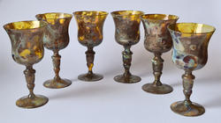 Komplet 6 kieliszków. Huta Szkła Gospodarczego „Hortensja” w Piotrkowie Trybunalskim, lata 70. XX w.