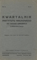 Kwartalnik Instytutu Naukowego do Badań Emigracji i Kolonizacji. R. 2 (1927), t. 2.