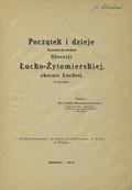 Sznarbachowski Feliks – Początek i dzieje  rzymsko-katolickiej Djecezji Łucko-Żytomierskiej, obecnie Łuckiej, w zarysie.