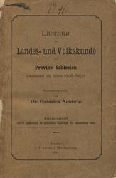 Literatur der Landes- und Volkskunde der Provinz Schlesien umfassend die Jahre 1907-1912.