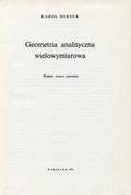 Borsuk Karol – Geometria analityczna wielowymiarowa.
